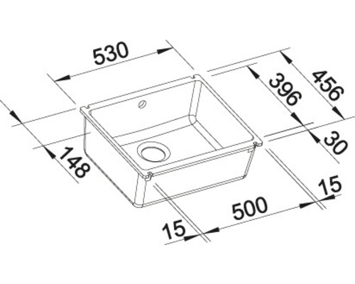 Blanco SUBLINE 500-U spoelbak, 530 x 456 mm, basalt, 523739