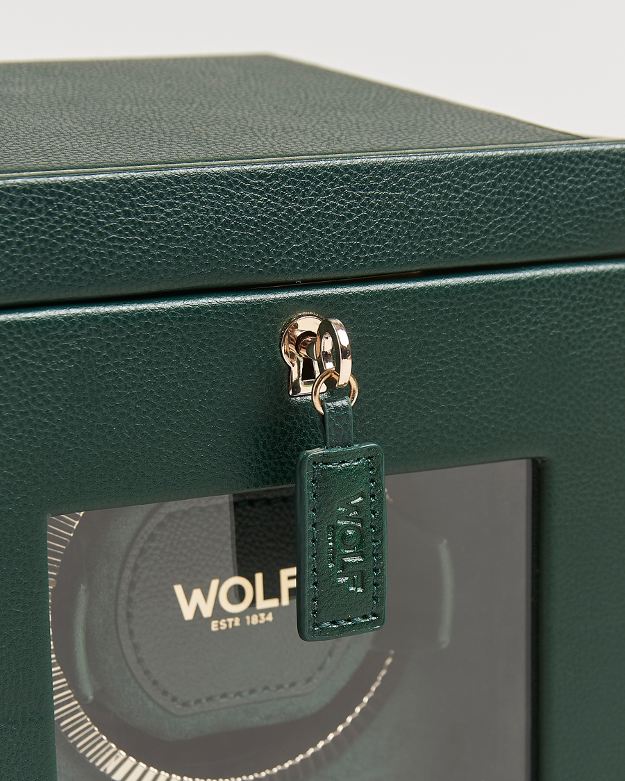 WOLF British Racing Single Watch Winder With Cover Green