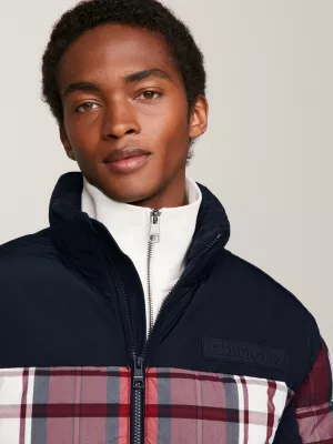 Jaqueta puffer xadrez tartan quente TH New York
