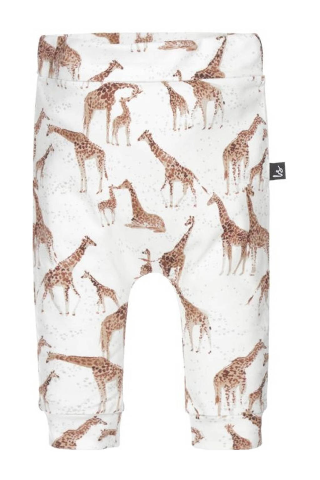Babystyling baby broek met dierenprint wit/bruin