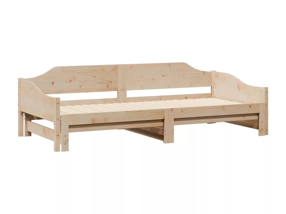 Lit de jour avec lit gigogne 80x200 cm bois de pin massif