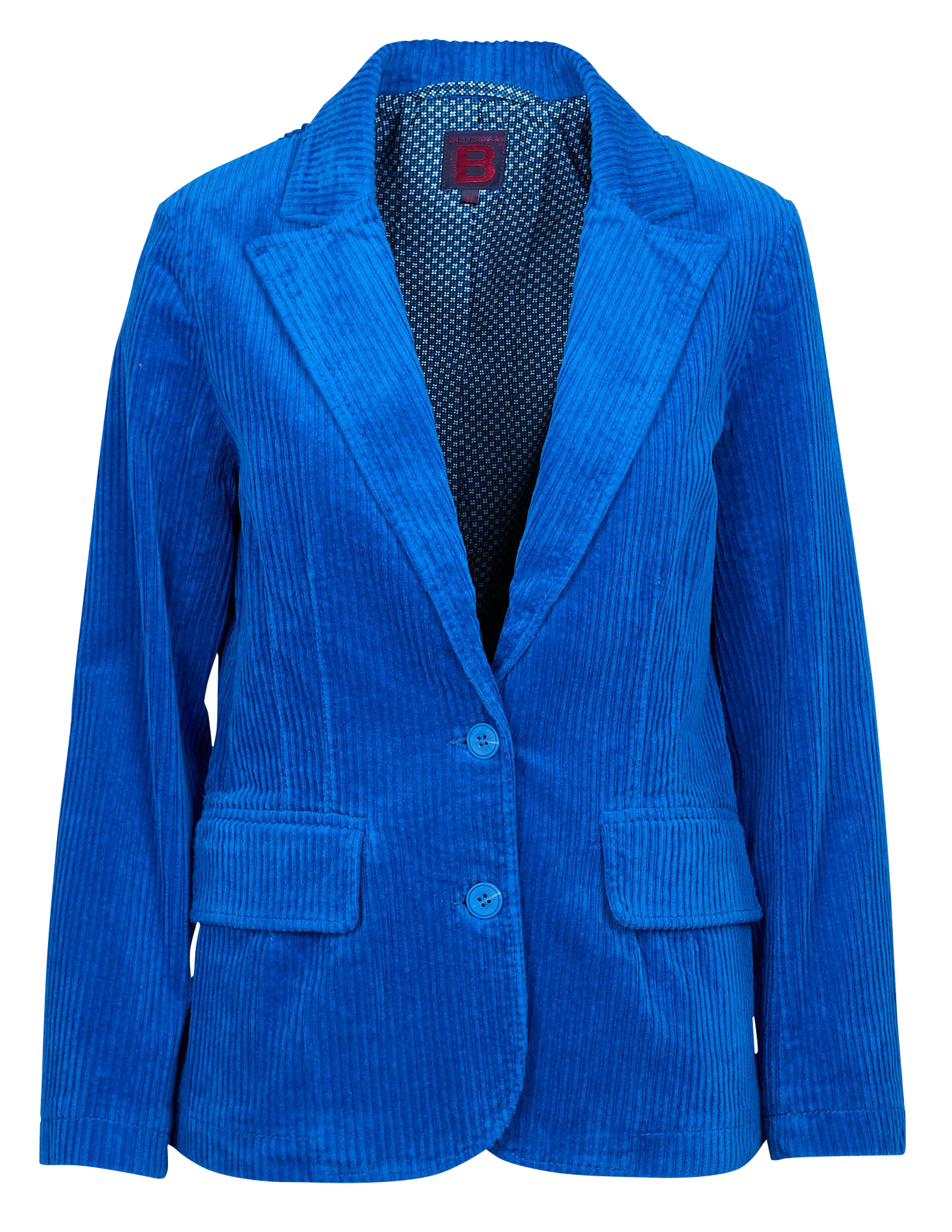 MIGY - Veste de taille droite en velours côtelé | Bleu