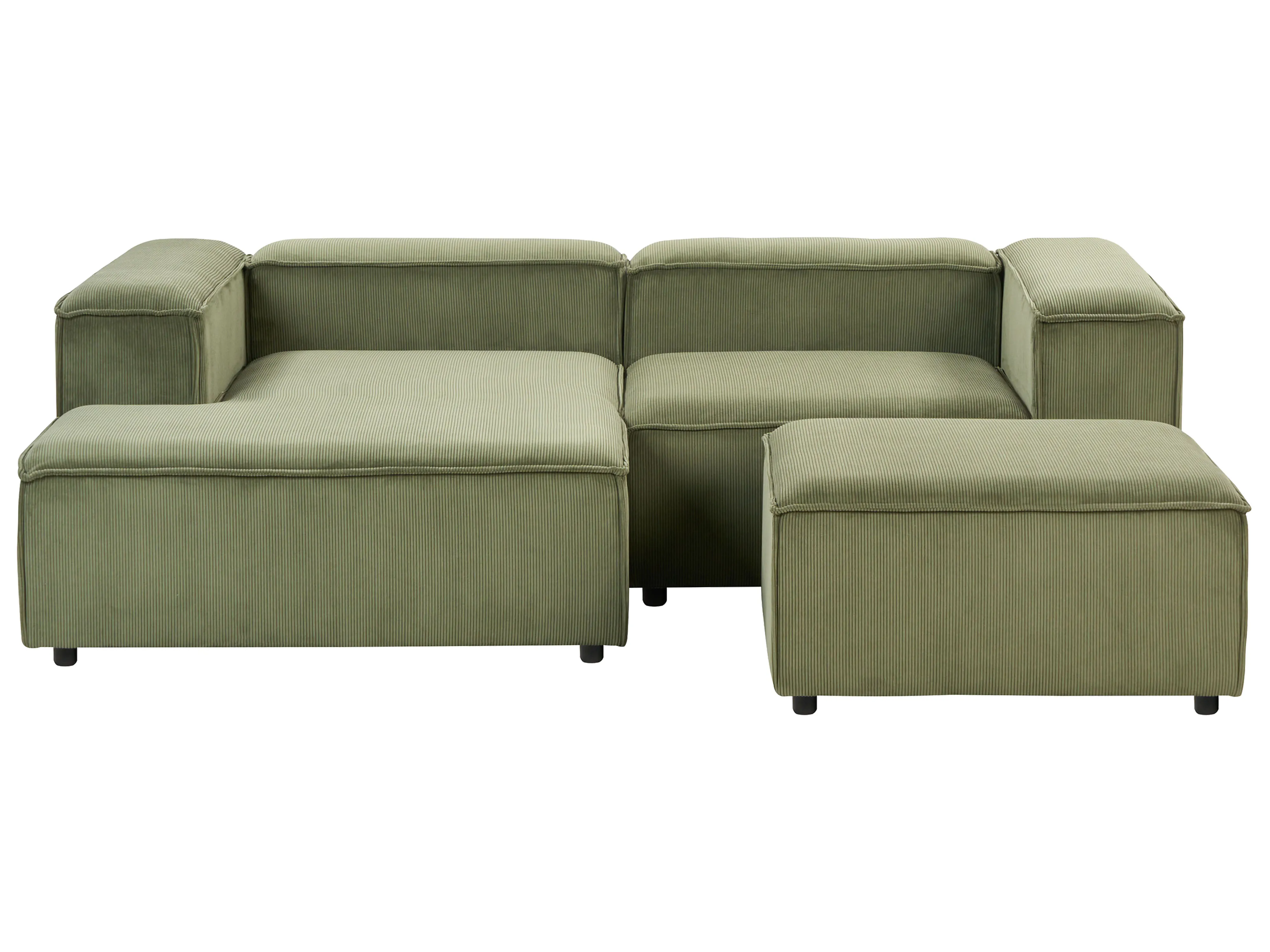 Modulaire hoekbank 3-zits ARDAL Corduroy Groen met ottomaan rechtszijdig