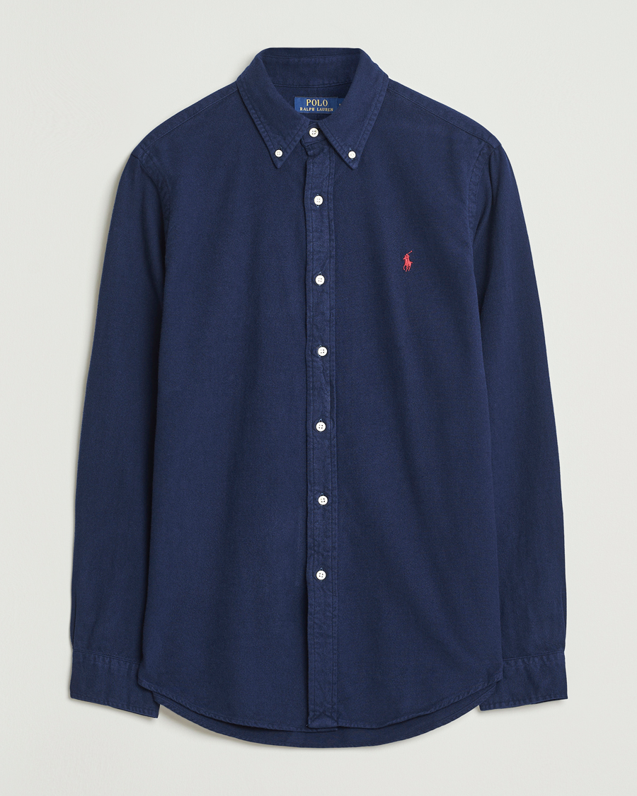 Polo Ralph Lauren Custom Fit Brushed Flannel Shirt Newport Navy