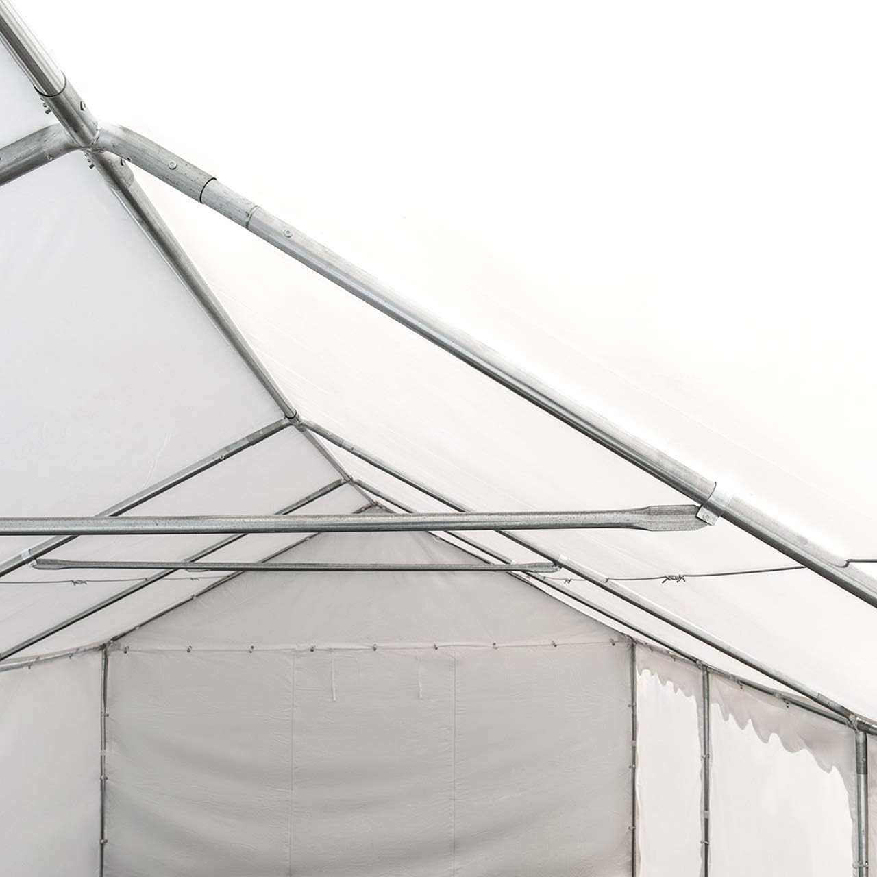 TOOLPORT Lagerzelt 4x6 m Industriezelt Unterstand PVC Plane 750 N dunkelgrün mit Bodenrahmen und Dachverstärkung