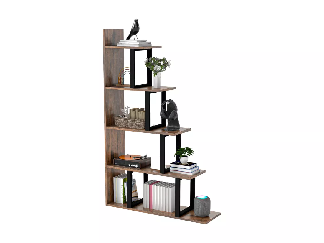 YITAHOME Bibliothèque à 5 étagères, en forme de L, étagère de rangement polyvalente, noir