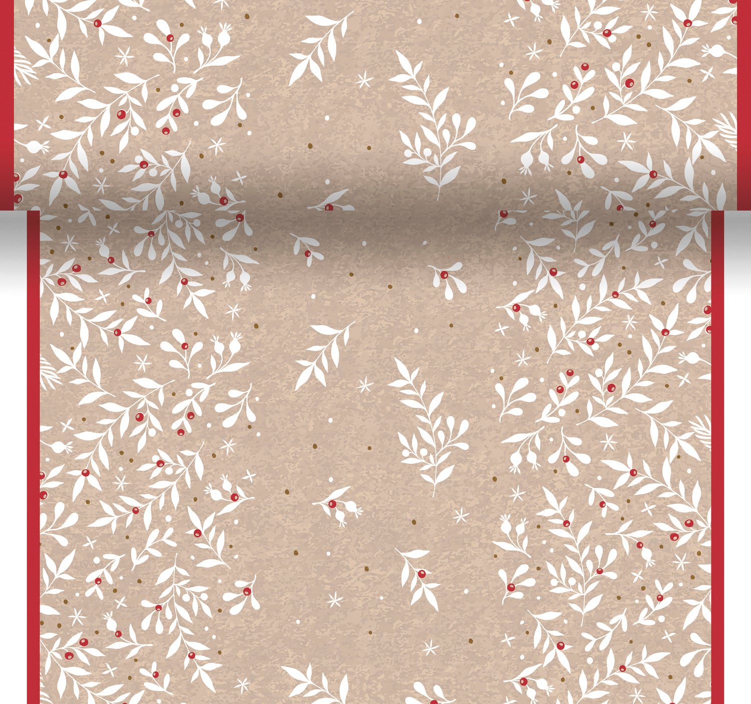 Duni kersttafelloper 3 in 1 X-mas Berries beige 40 x 480 cm