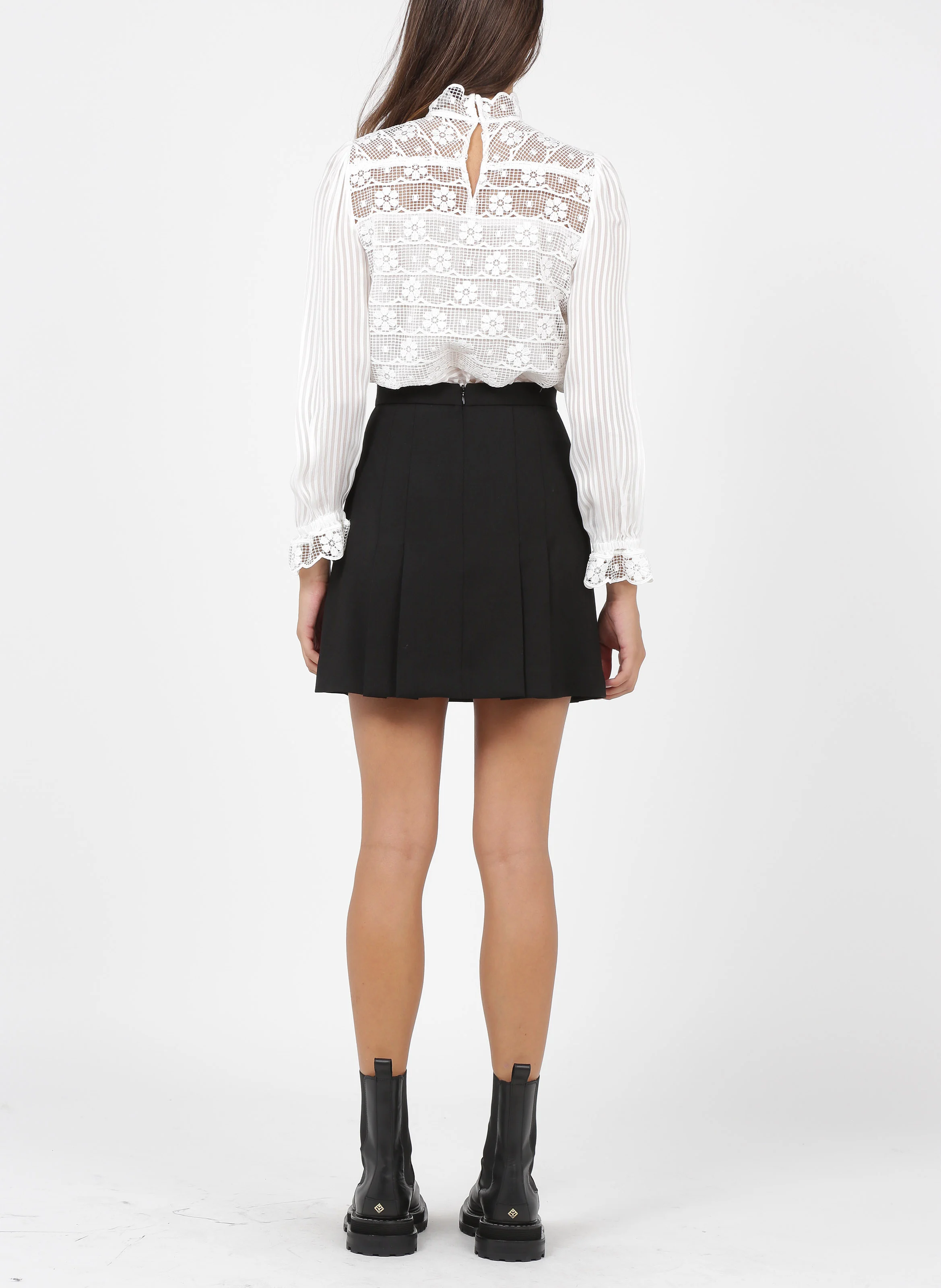 Jupe courte en laine | Noir