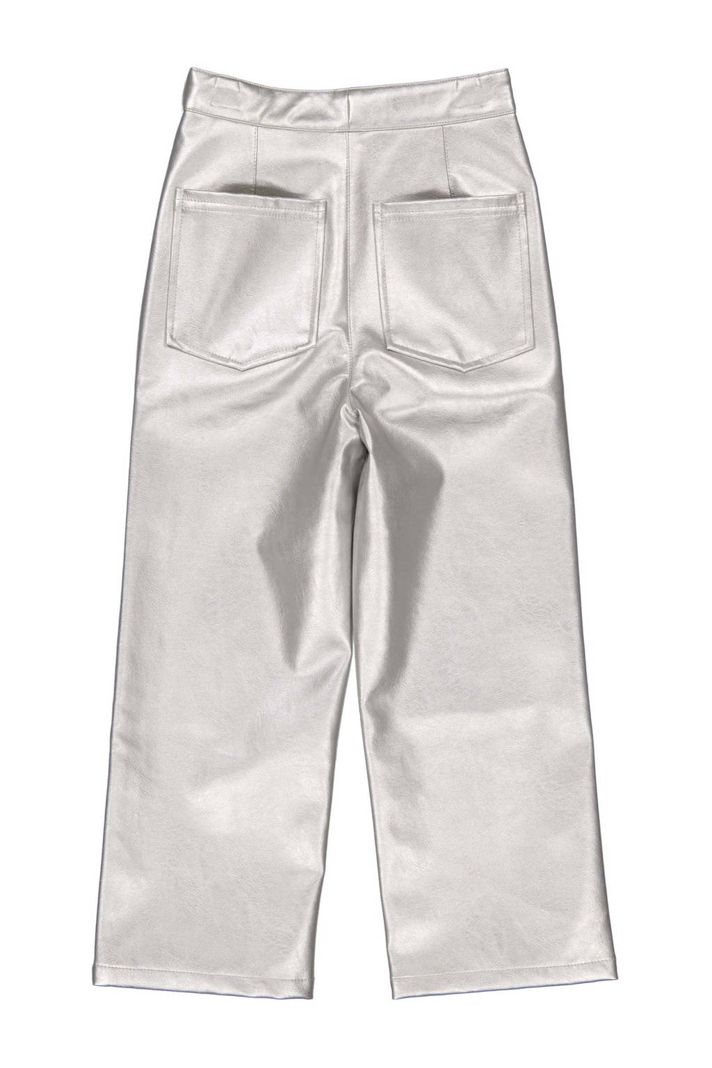 Quapi imitatieleren regular fit broek DOT zilver metallic