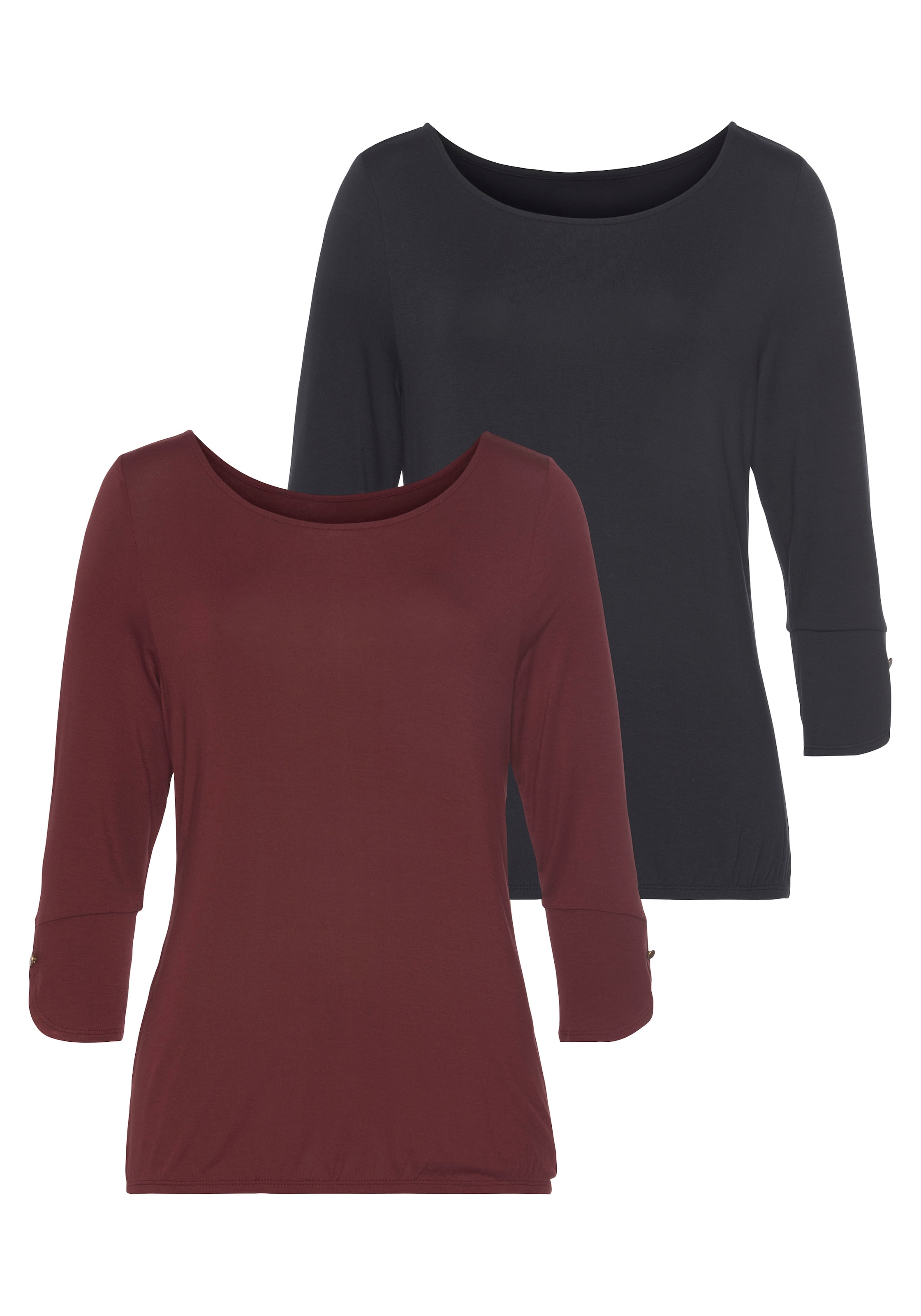 Vivance 3/4-Arm-Shirt »mit Manschetten und goldfarbenen Knöpfen«, aus weichem Viskose-Stretch