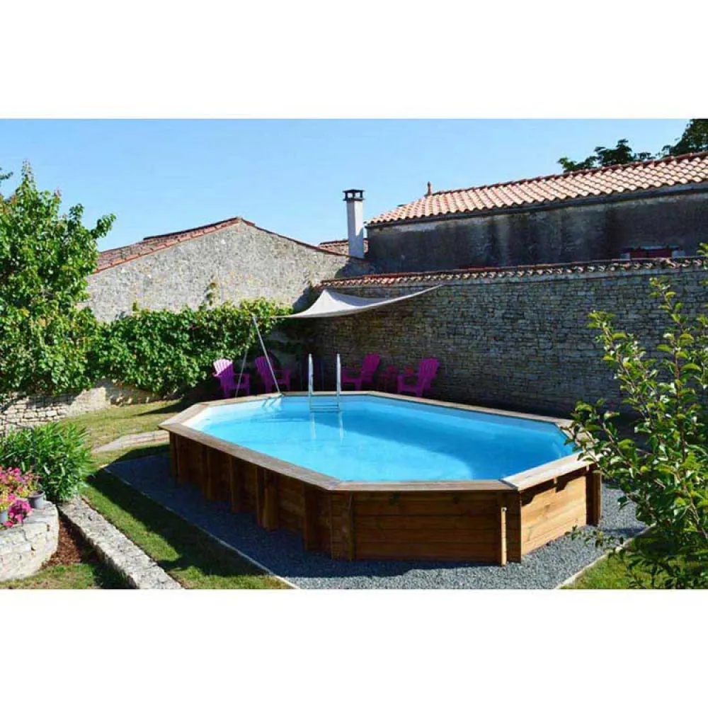 Gre pools Sunbay oval safran 2 620x395x136 cm Aufstellpool aus Holz