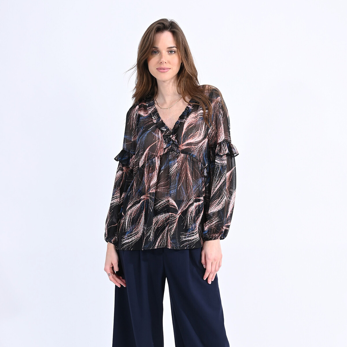MOLLY BRACKEN<br>Blusa estampada com babados
