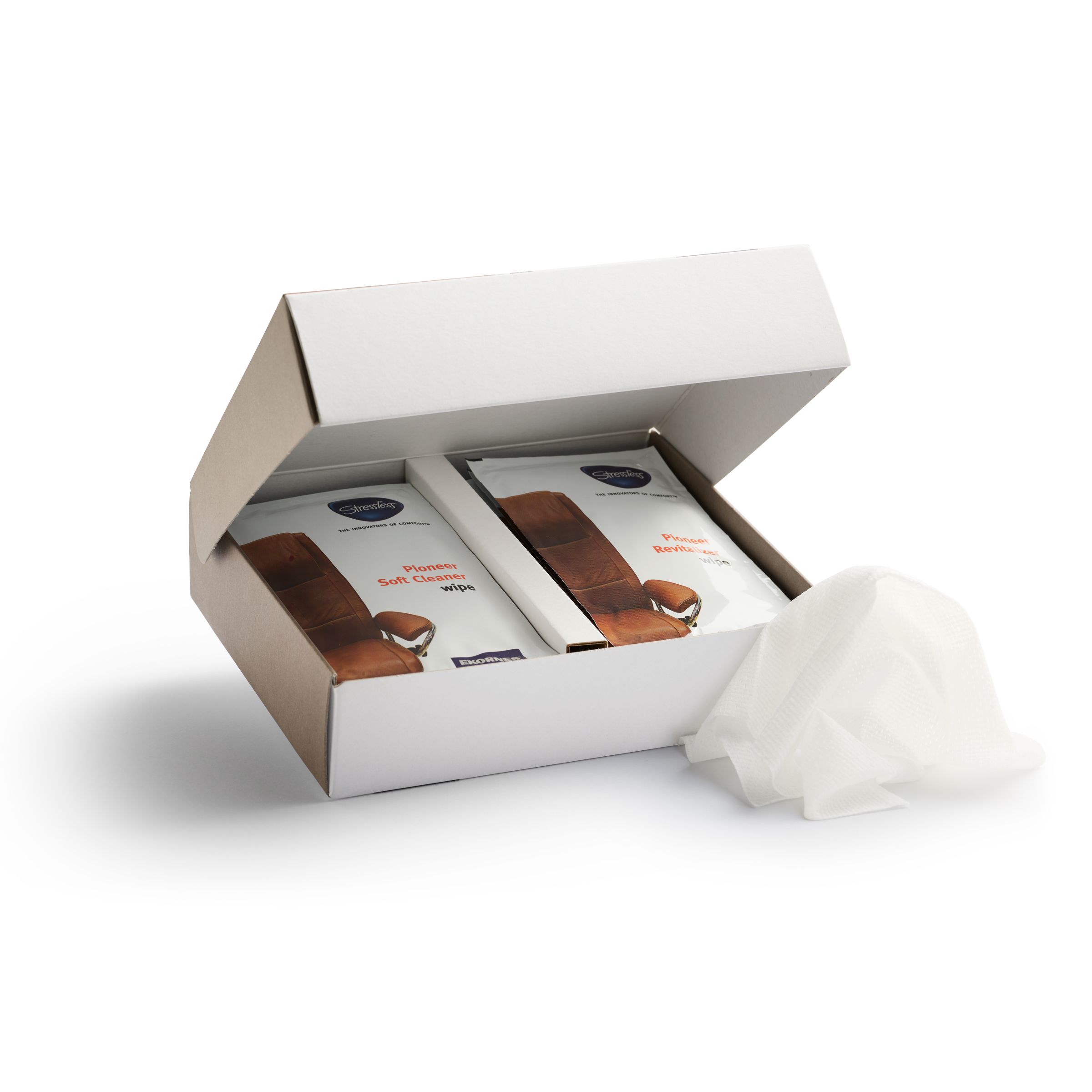 Care Wipe Kit Pioner Inneholder lærrens- og lærbeskyttelsesservietter for vokset anilinhud.