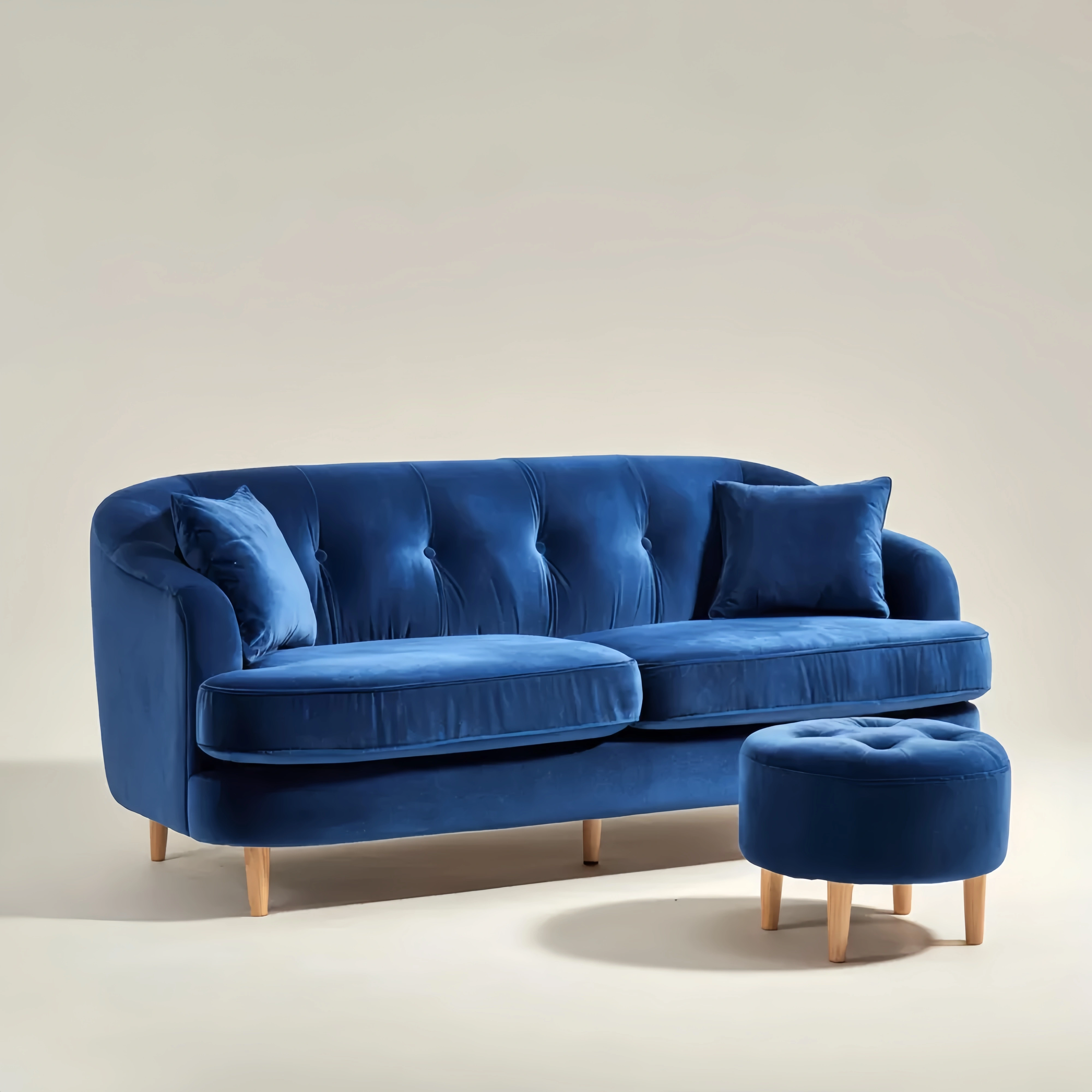 Sofa-Set Samt 200x95x85 cm - Blau - Elegantes Design