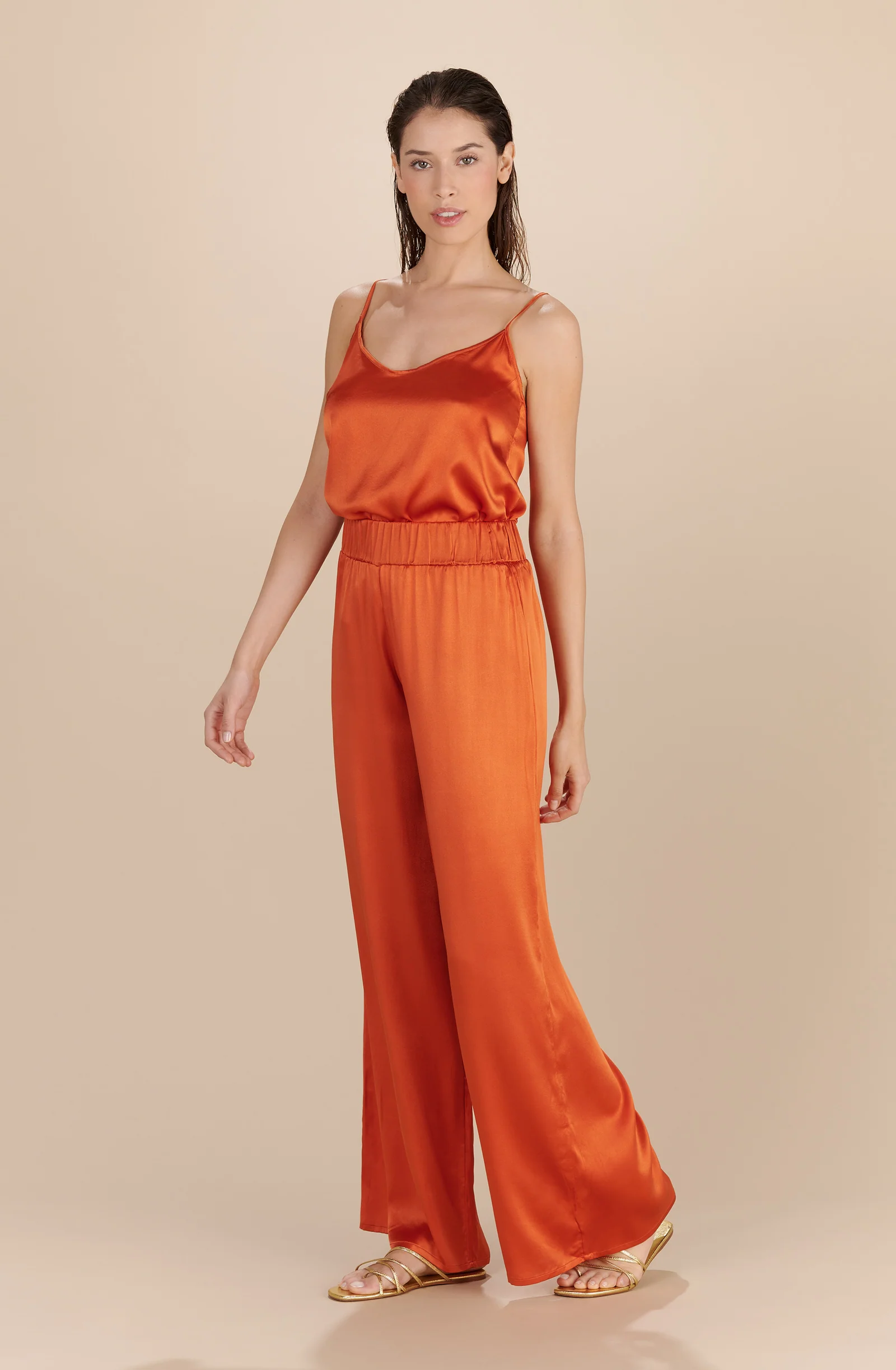 tom Pantalon large paprika en soie Paprika