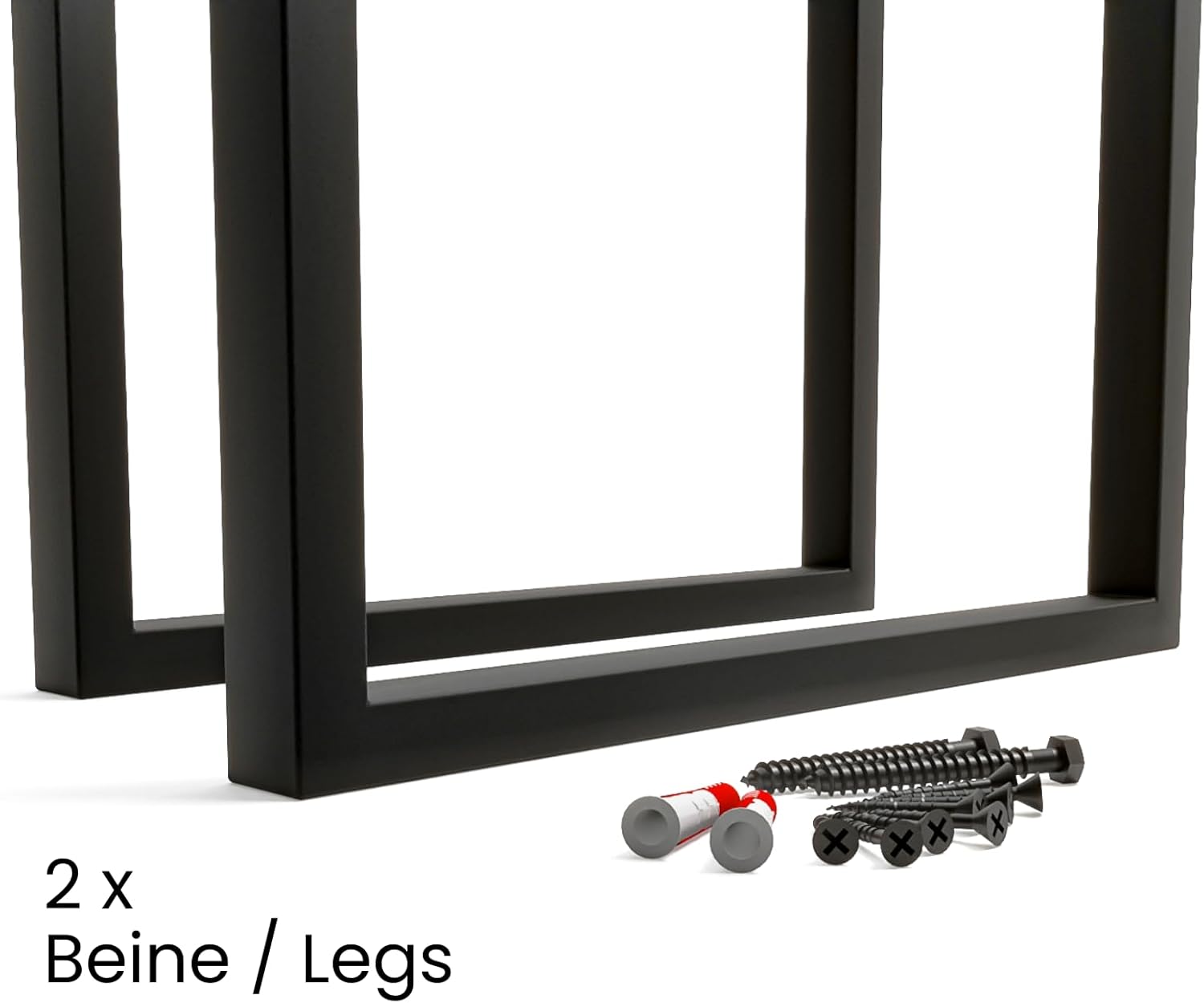 HEVVA |Gestell Doppel-Waschtisch -75 cm hoch| NECKAR | 25/30/40/45/50 cm | Waschtischunterschrank Füße, Waschtischbeine | (2X Waschtischbeine - Schwarz, 35 cm)