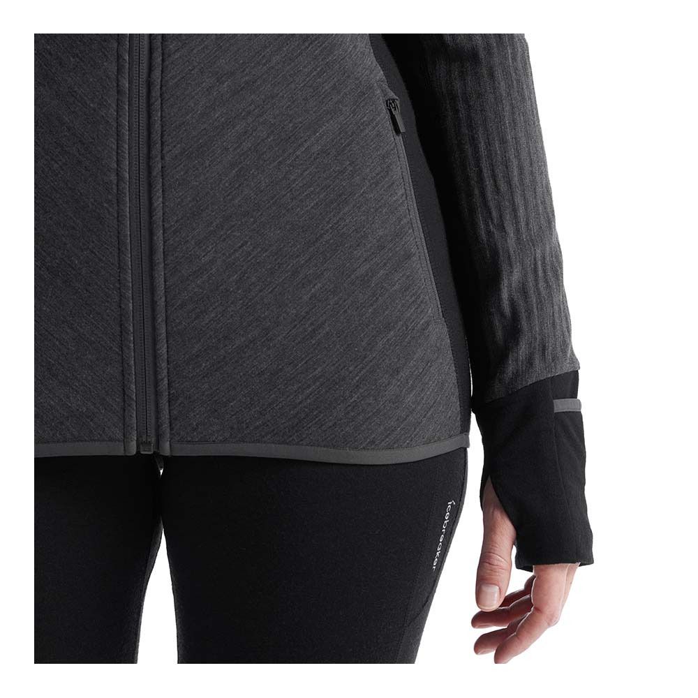 Icebreaker DESCENDER MERINO - Veste Femme jet hthr/black