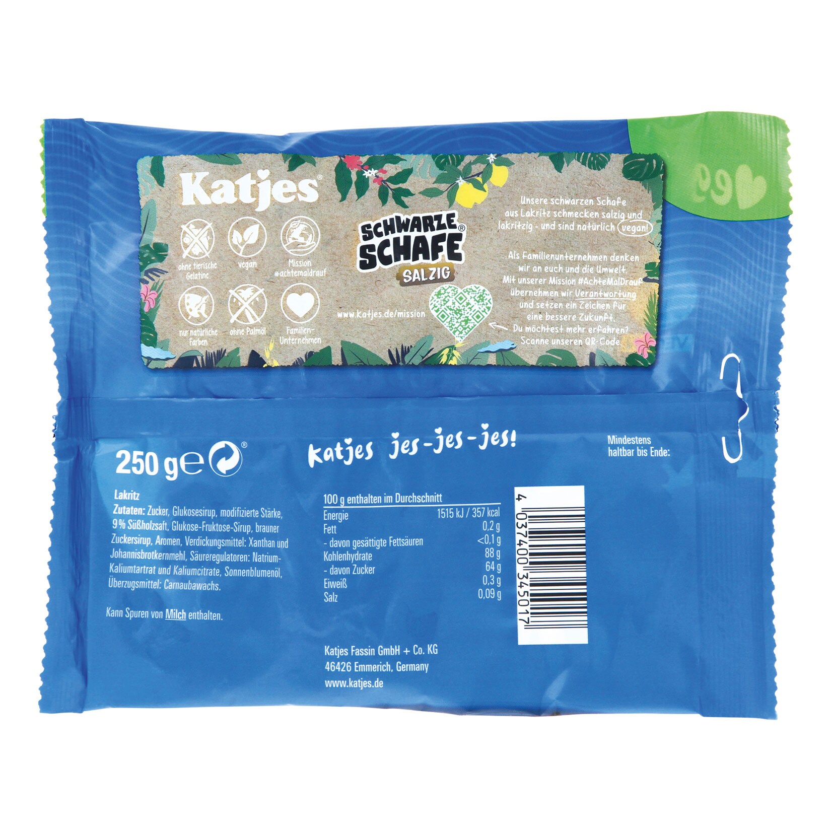 Katjes Family Fruchtgummi Schwarze Schafe Salzig 250 g, 22er Pack