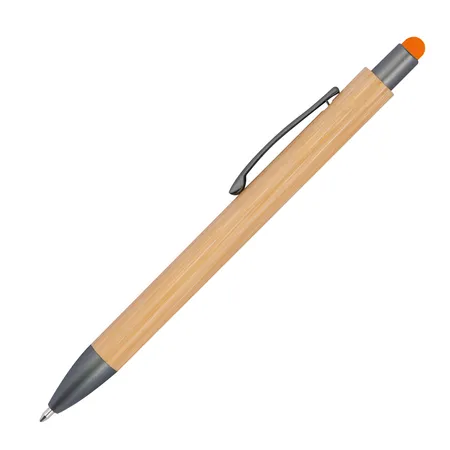 Macma Touchpen Holzkugelschreiber aus Bambus / Stylusfarbe: orange
