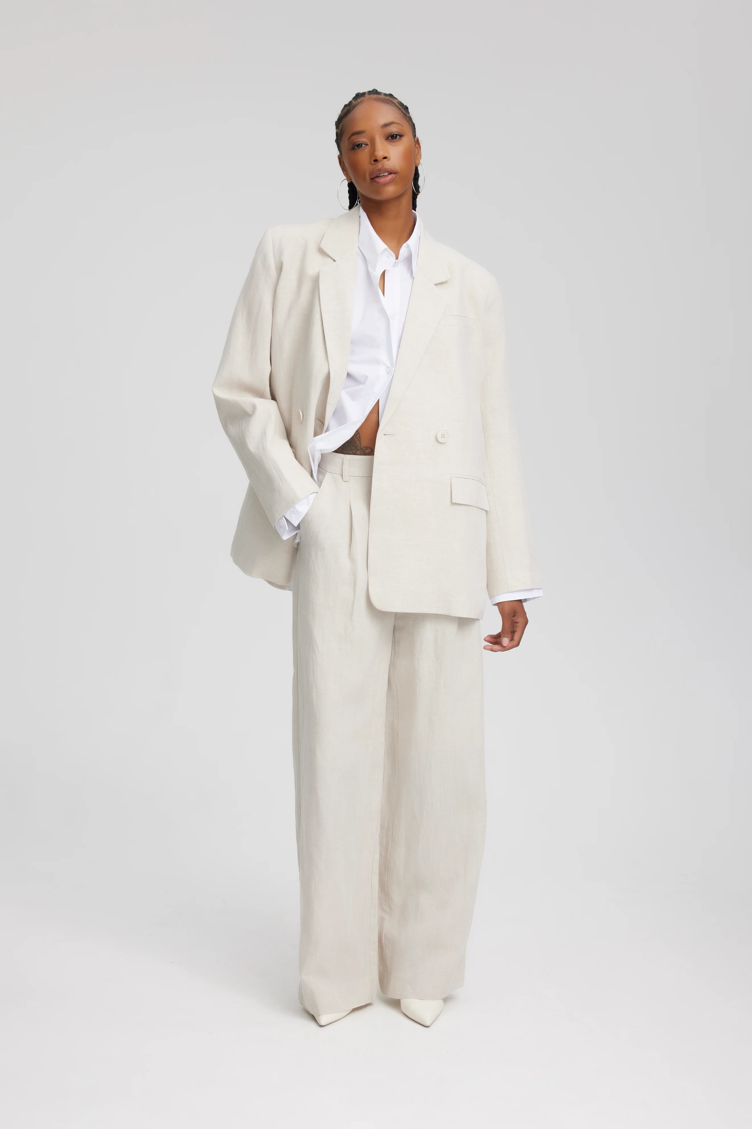 GESTUZ  LizaGZ Linen HW bukser - Tammy Light Sand