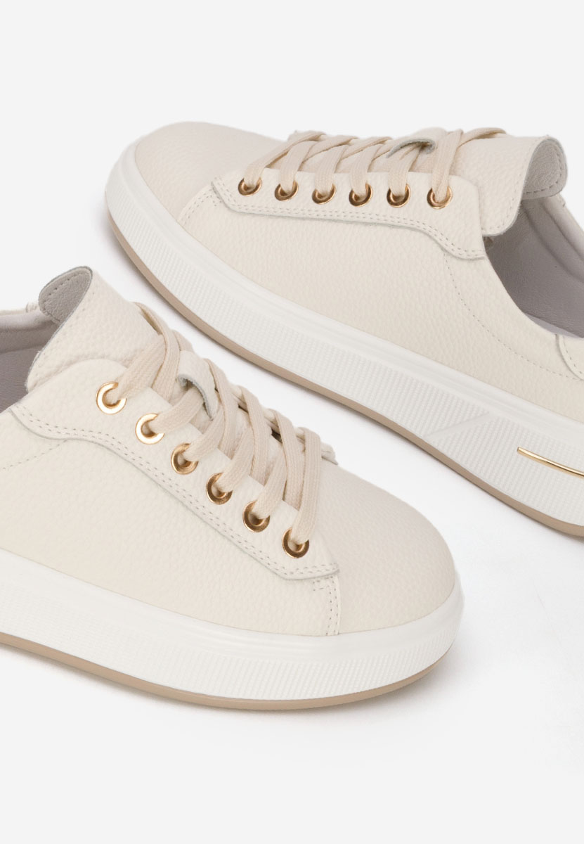 Baskets pour femme en cuir beige Issabel