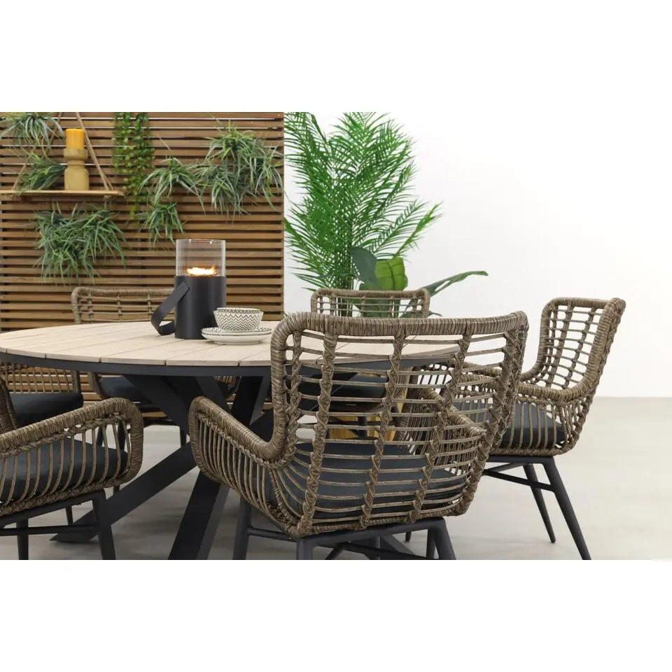 Jasmine natural / Garden Impressions Edison 148 cm. - ronde tuinset