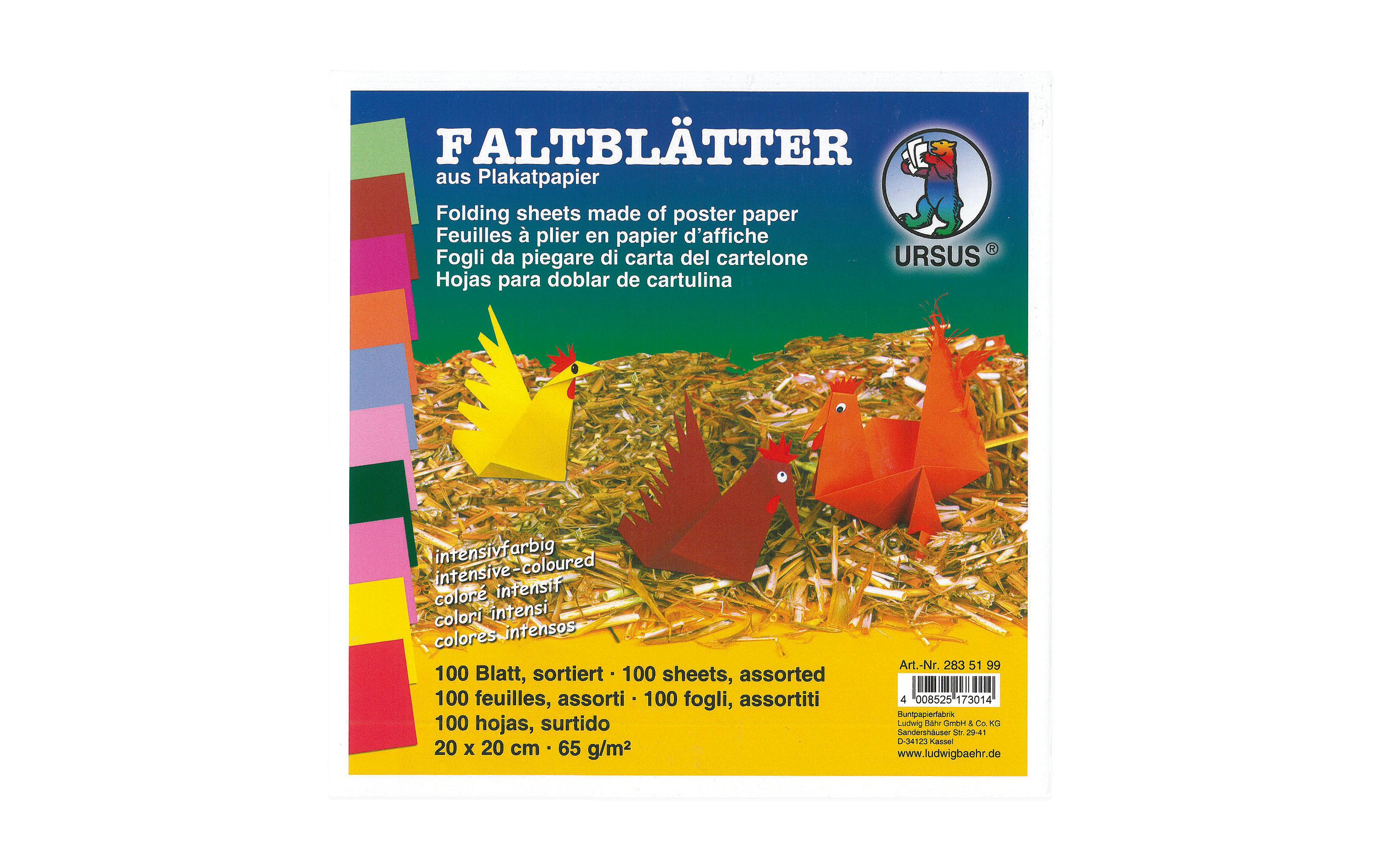 Faltblätter Origami 20 x 20 cm, 65 g/m², 100 StückPlakatpapier zum basteln von Origami