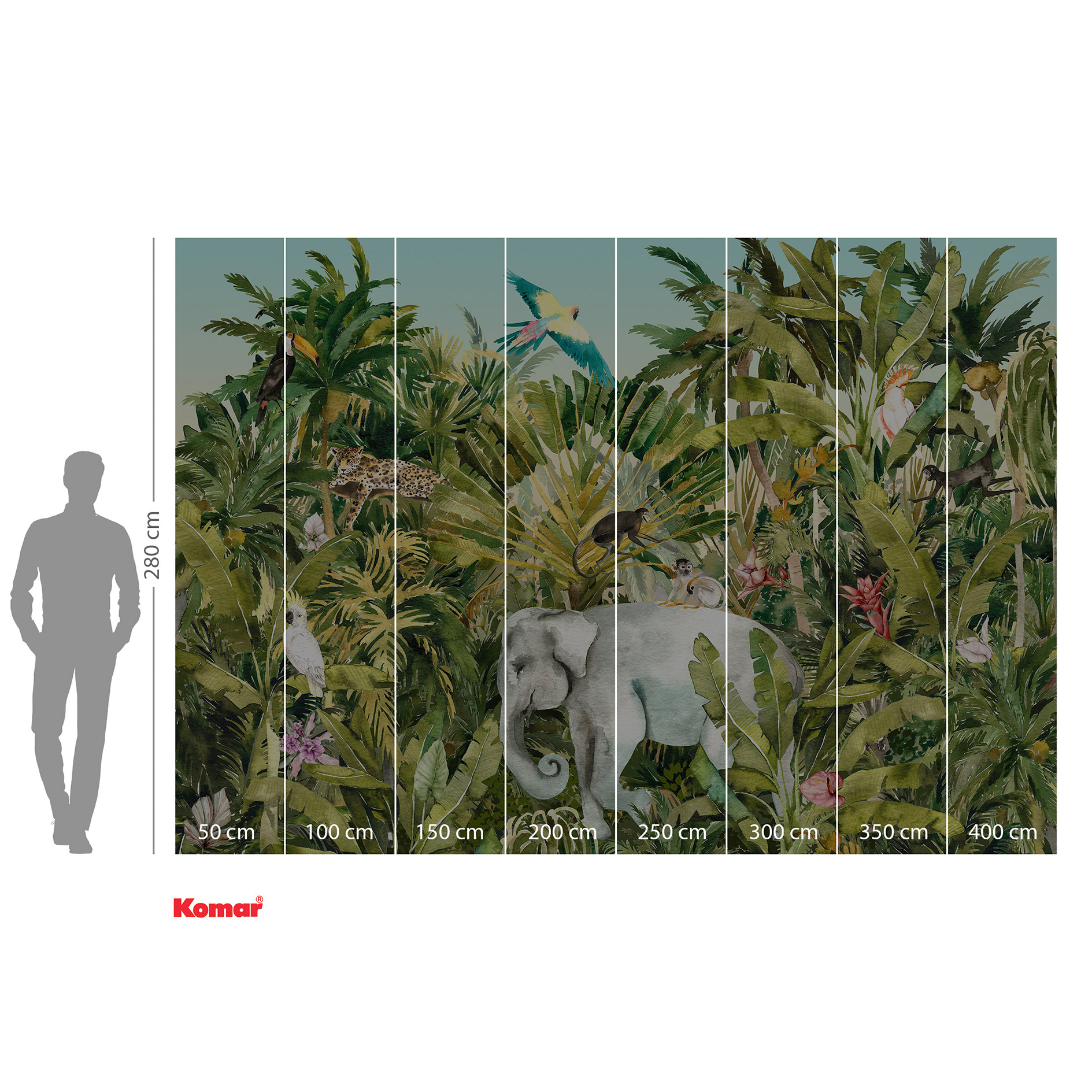 Vlies-Fototapete JUNGLE EXPEDITION - bunt - 400x280 cm