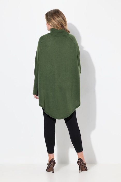Pullover, Poncho-Style, Zopfmuster, Zipfelsaum