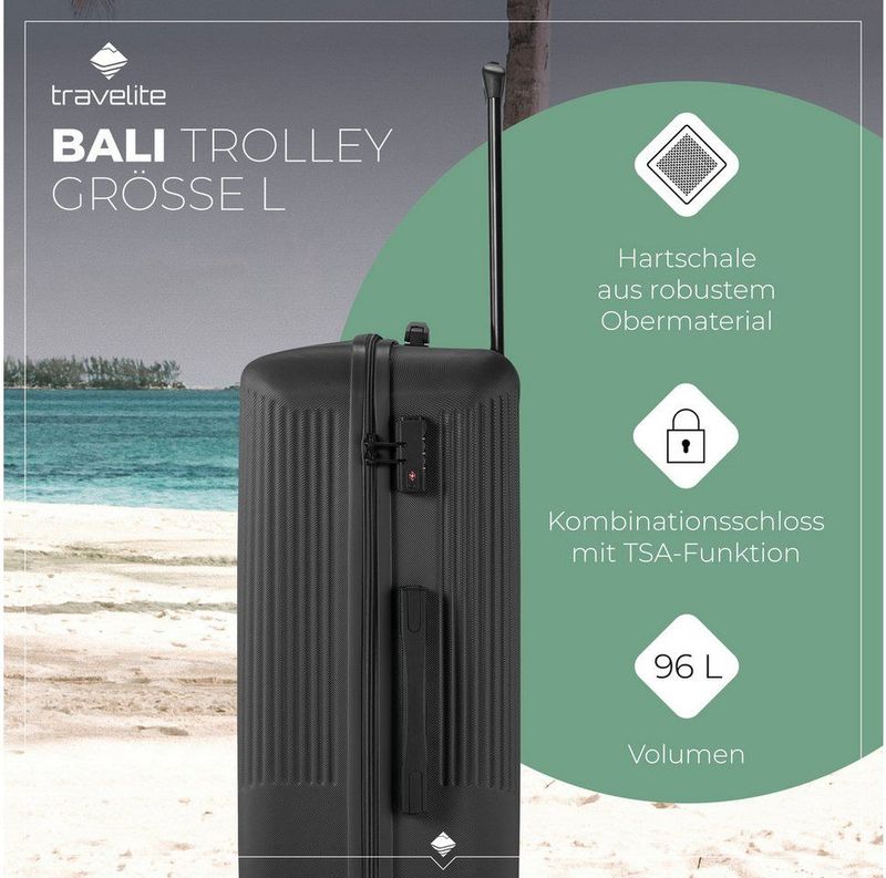 Travelite - Bali - Harde Koffer - Zwart - ABS - 96 Liter