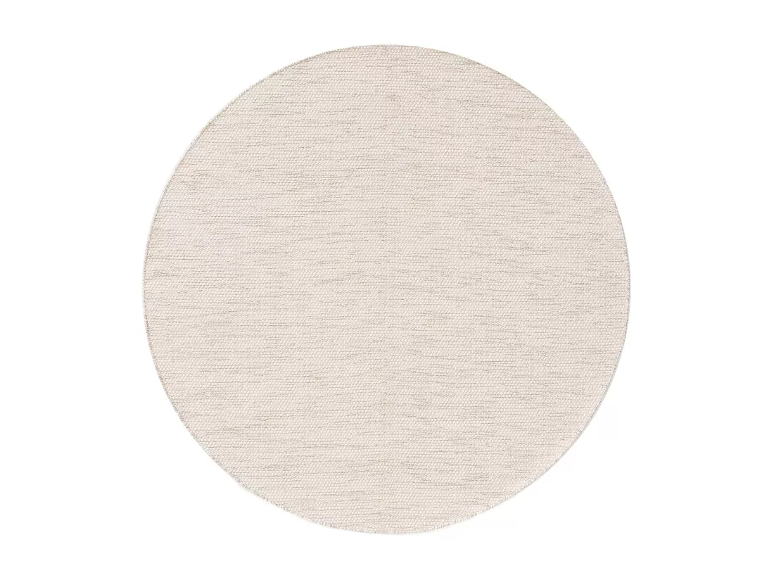 Tapis en coton tissé main Ron Crème ø 240 cm rond