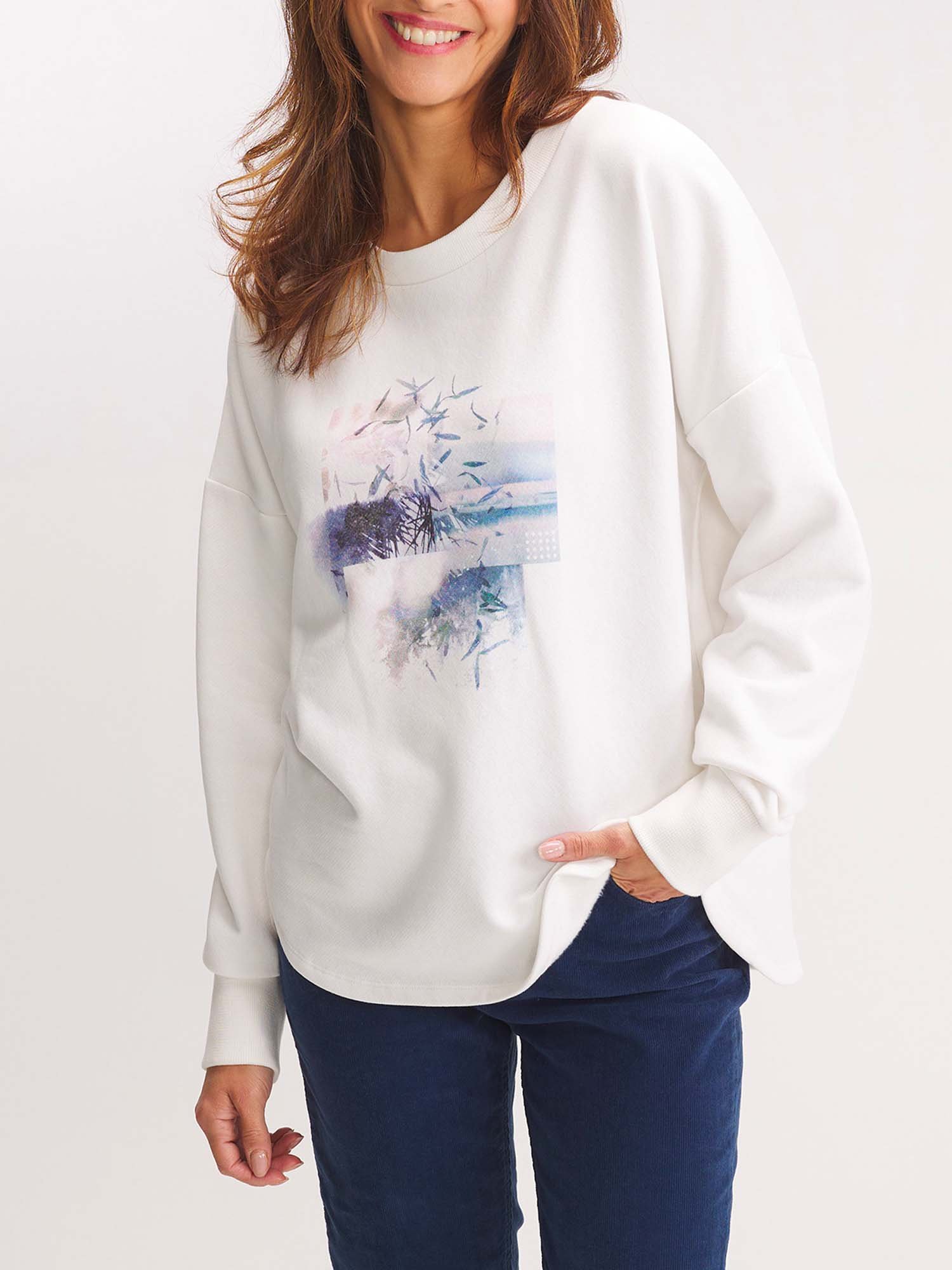 Sweat Molleton Femme A Motif Blanc