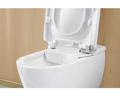 Villeroy & Boch ViClean-I 100 douchetoiletset, diepe spoeling, open rand, glanzend wit met coating, met toiletzitting V0E100R1