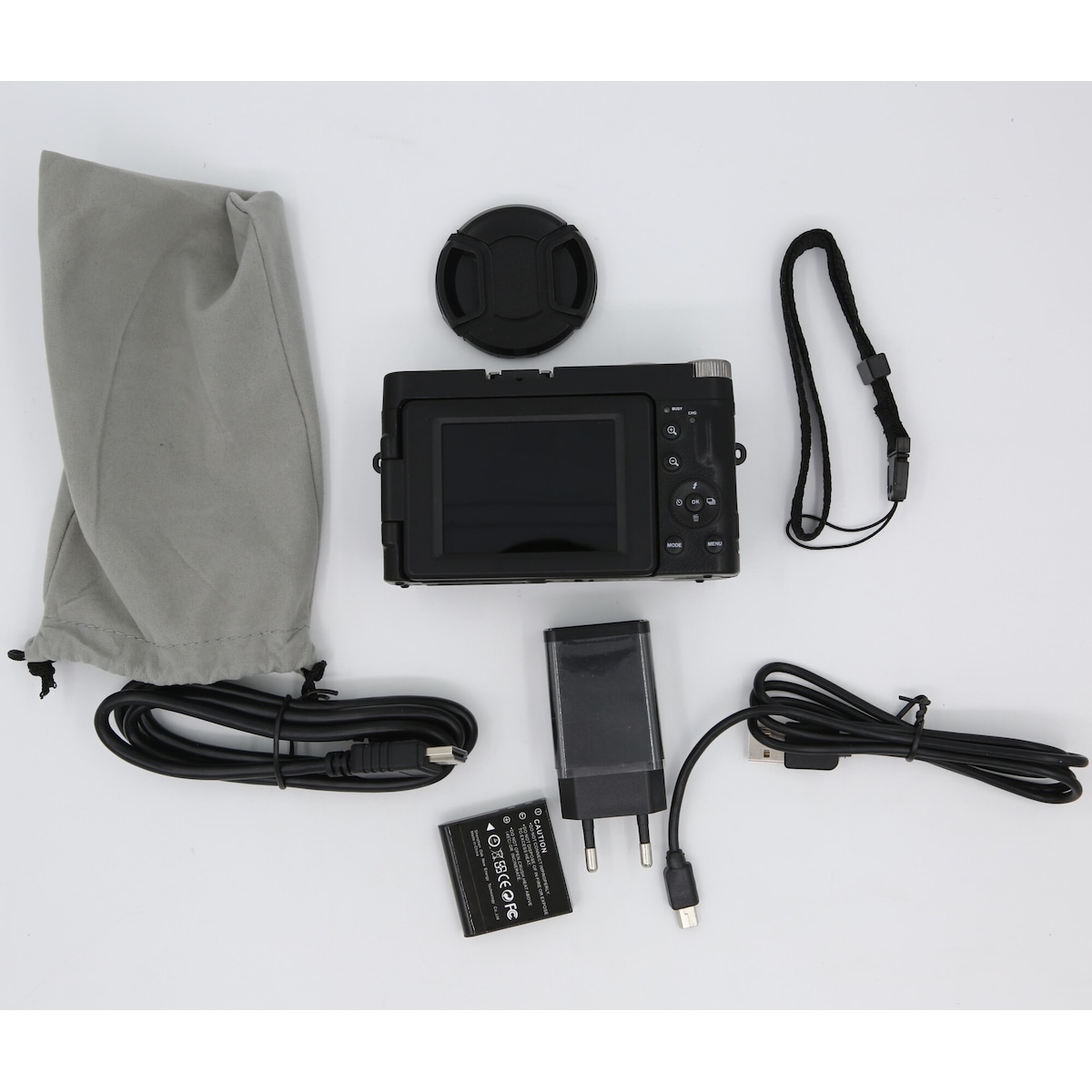 Digitalkamera med 24 MP, HD 1080p og 16x zoom, sort