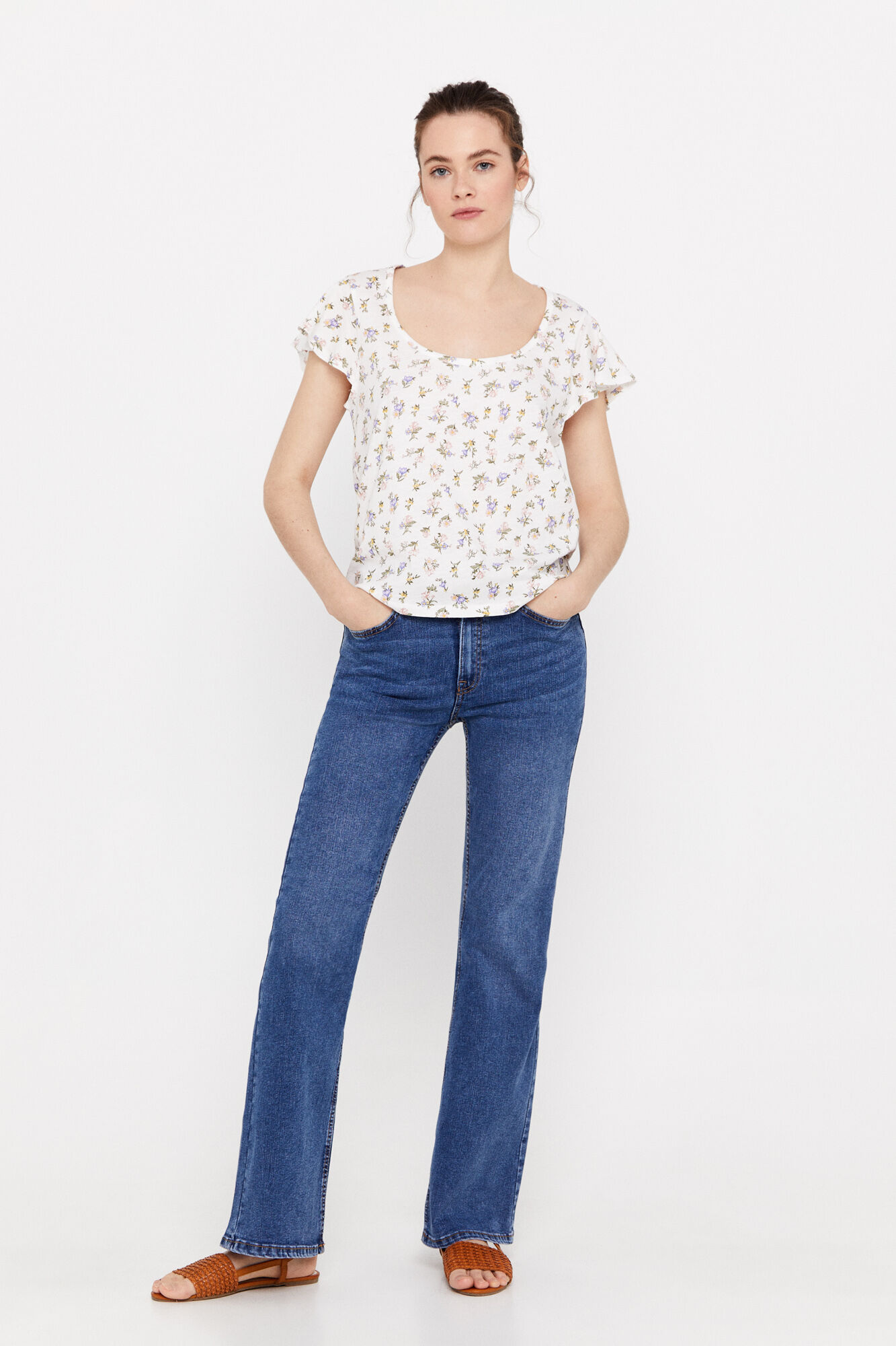 Camiseta com mangas combinadas - Multicolorida