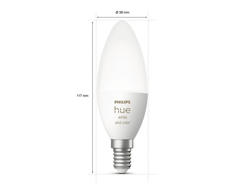 Philips Hue Kaarslamp White & Color Ambiance Dimbaar Wit E14 4W 320 lm Warm Wit - Daglicht Wit 1 st - Compatibel met SMART HOME van Hornbach