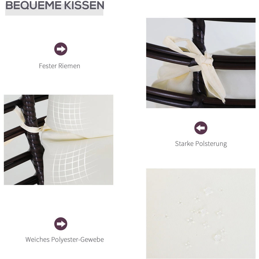 Outsunny Gartensessel in Tropfen Design braun, beige