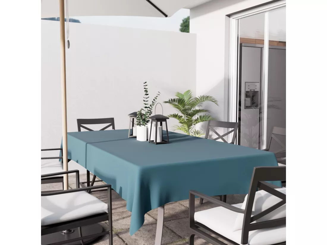 Nappe anti-tâches rectangle 160X270 cm ALIX bleu celadon, par Soleil d'Ocre