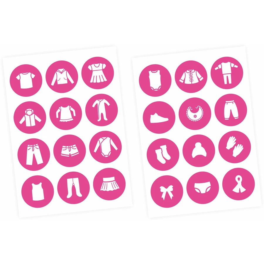Nikima Möbelaufkleber Ordnungssticker für Kleidung weiß pink pink
