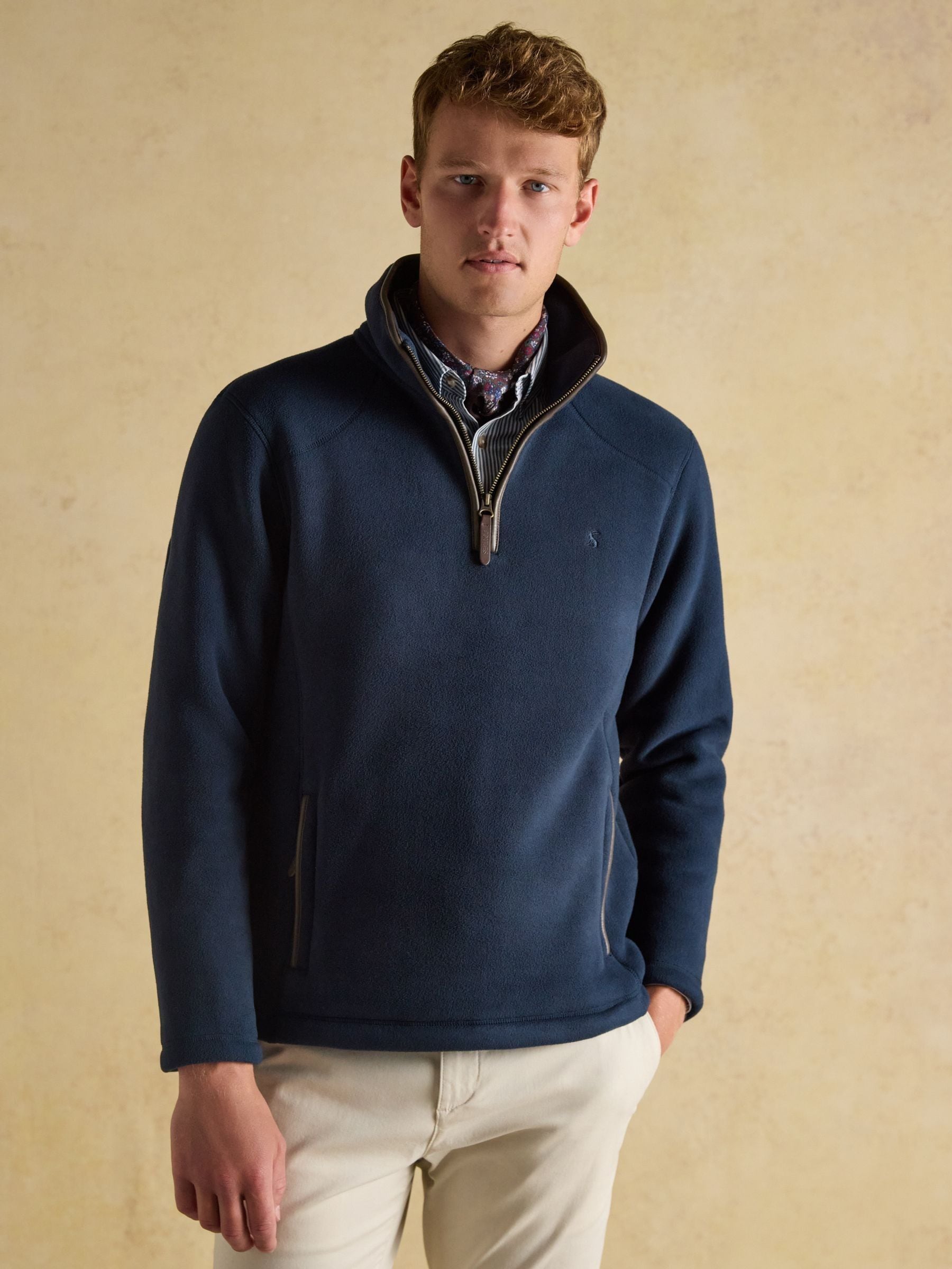 Marineblauw - Joules Heritage Fleece Quarter Zip