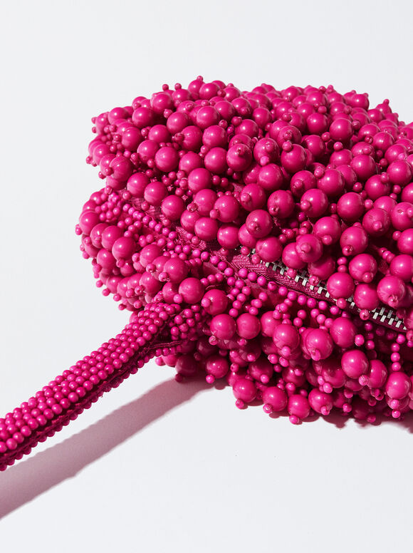 Sacola de festa com miçangas - Rosa