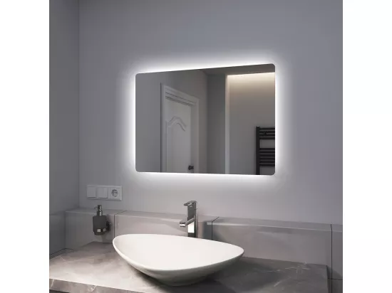 EMKE Miroir lumineux salle de bain Rétro-éclairage 70x50cm, Miroir LED avec lumière blanche froide