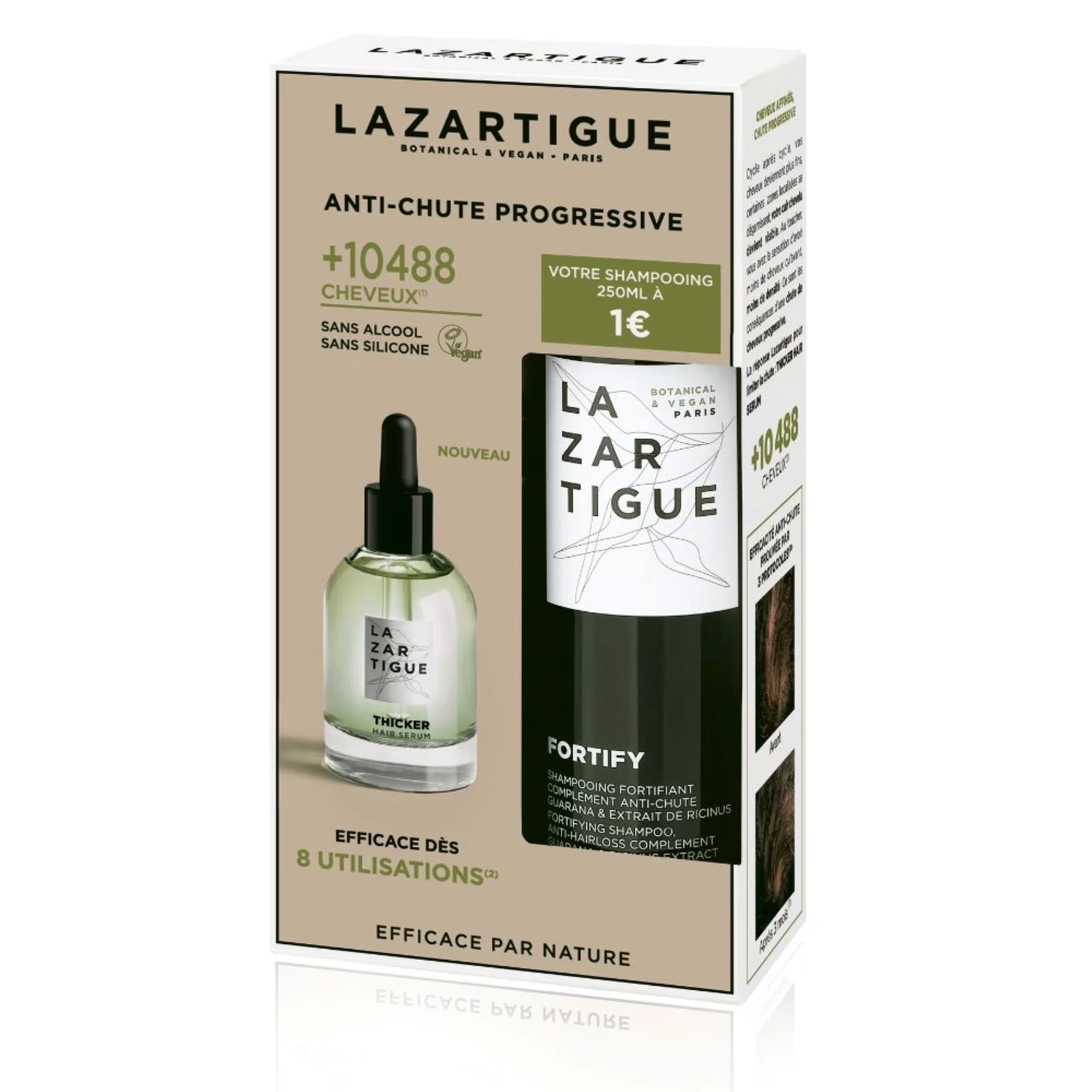 COFFRET FORTIFY SHAMPOOING Fortifiant Anti-Chute 250ML + THICKER SERUM Chute Progressive 50ML |