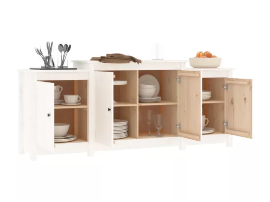 Buffet Blanc 164x37x68 cm Bois massif de pin