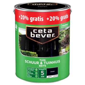 Cetabever dekkende schuur & tuinhuis beits zwart 2,5 liter   20% extra