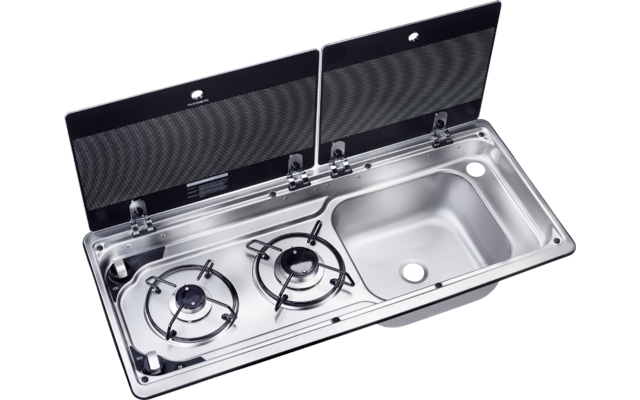 Dometic MO 9722 Kochfeld 2-flammig mit Spüle und Glasdeckel 760 x 325 mm