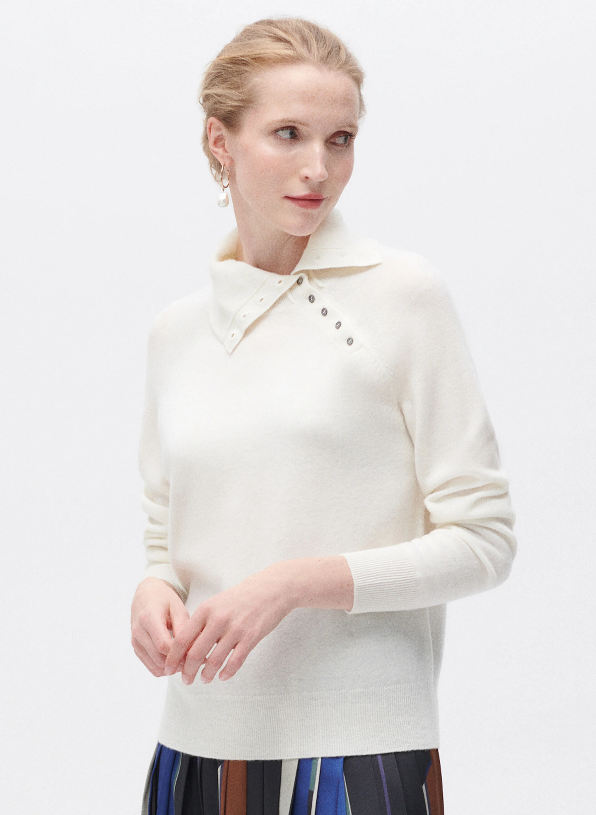 MELISSANDRE - Pull col à revers en laine | Beige