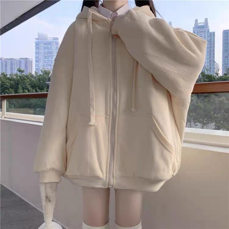Sisyphi - Effen oversized hoodie met rits