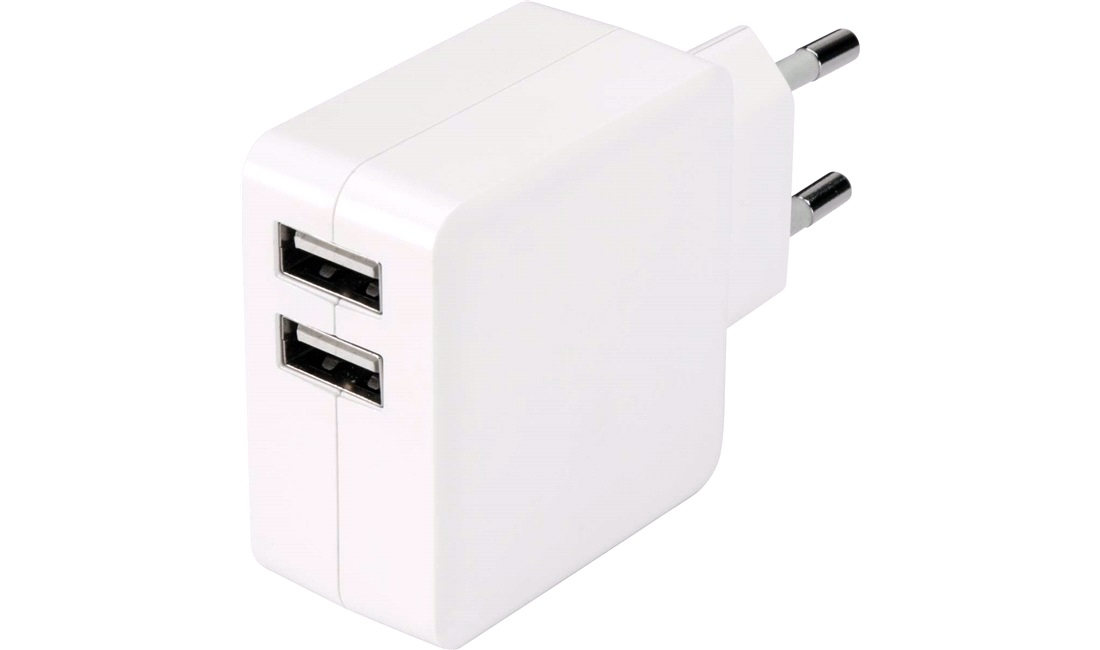 Ladeadapter 100-240V med USB-A x 2