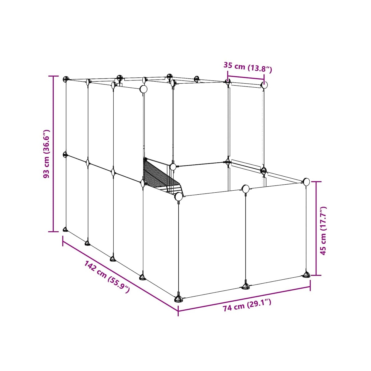 VidaXL Kleintierkäfig PP Stahl Freigehege Transparent/Schwarz